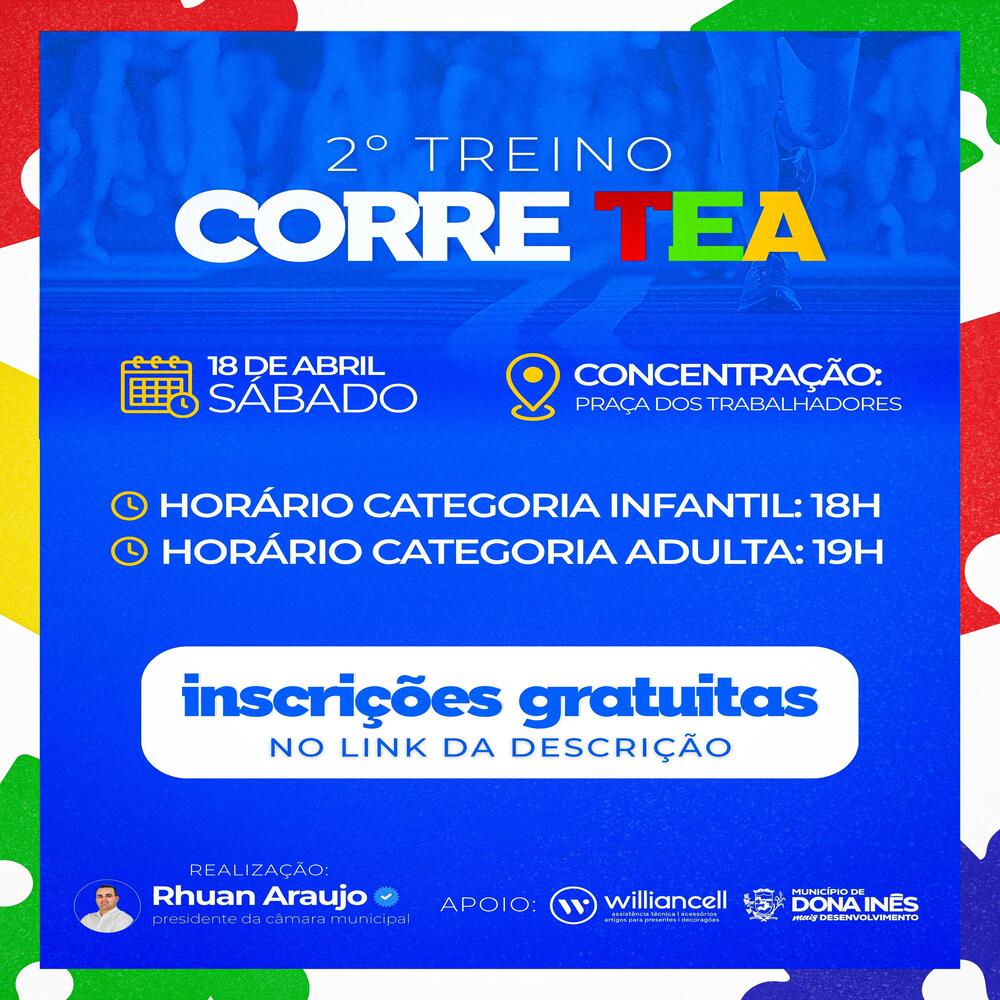 Inscrições abertas para o 2º Treino Corre TEA em Dona Inês